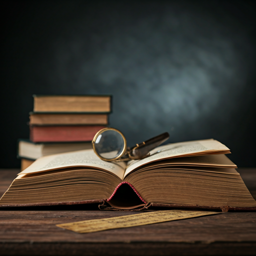 Escritorio de abogado antiguo con libros de cuero y pluma estilográfica