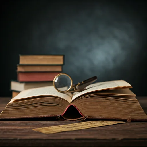 Escritorio de abogado antiguo con libros de cuero y pluma estilográfica